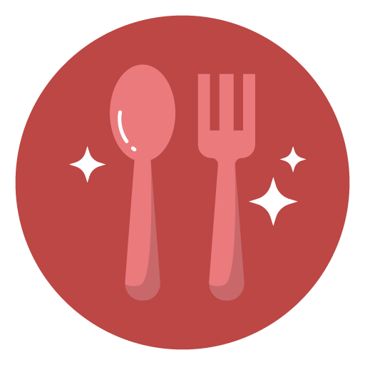 Plate, knife and fork in a circle